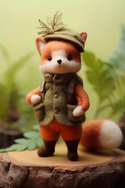 Needle felted character in nature