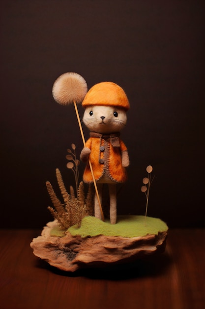 Free photo needle felted character in studio