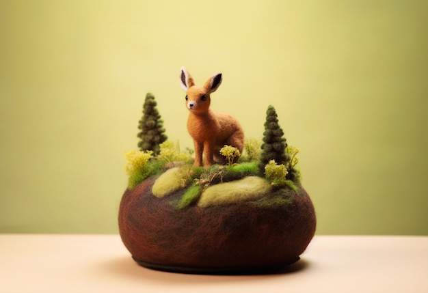 Free photo needle felted character in studio