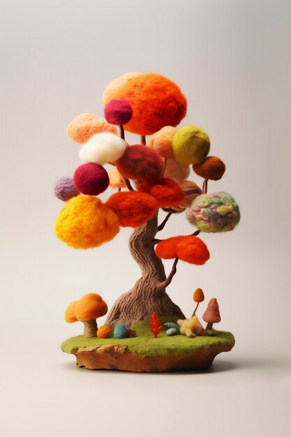 Free Photo needle felted character in studio