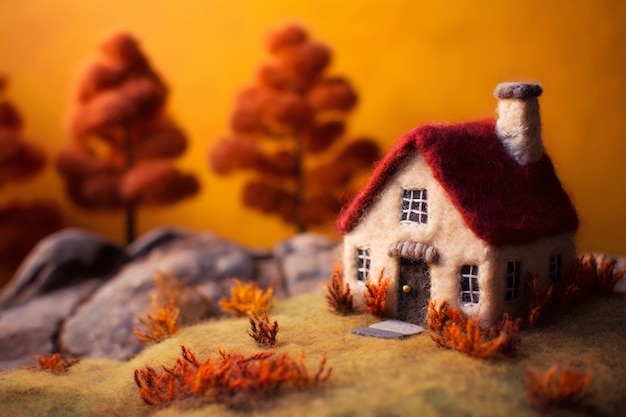 Free photo needle felted  house