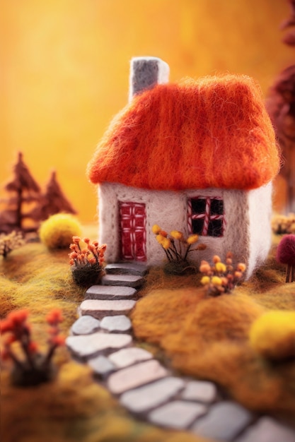 Free photo needle felted  house