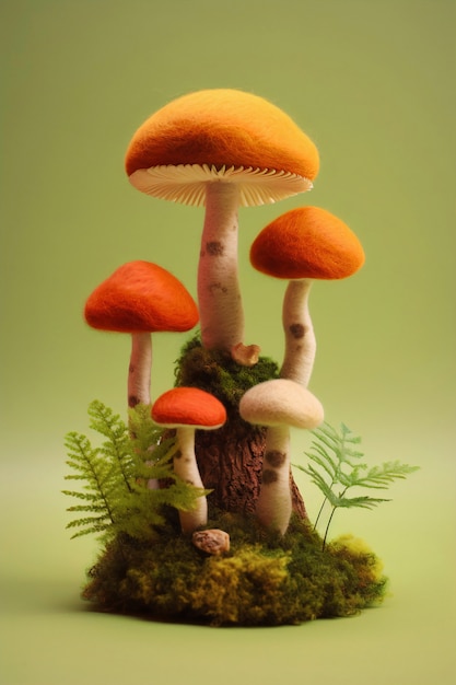 Free Photo needle felted mushrooms arrangement