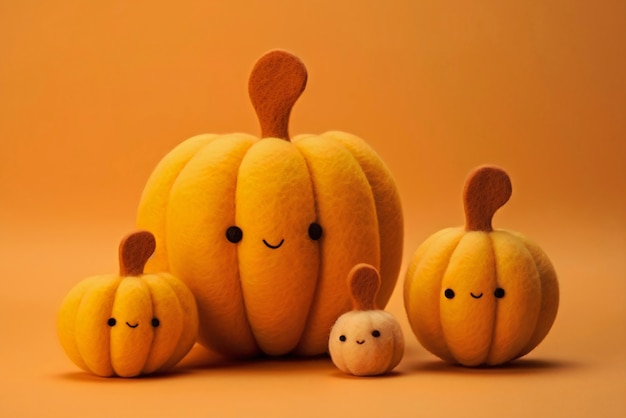 Free photo needle felted pumpkins arrangement