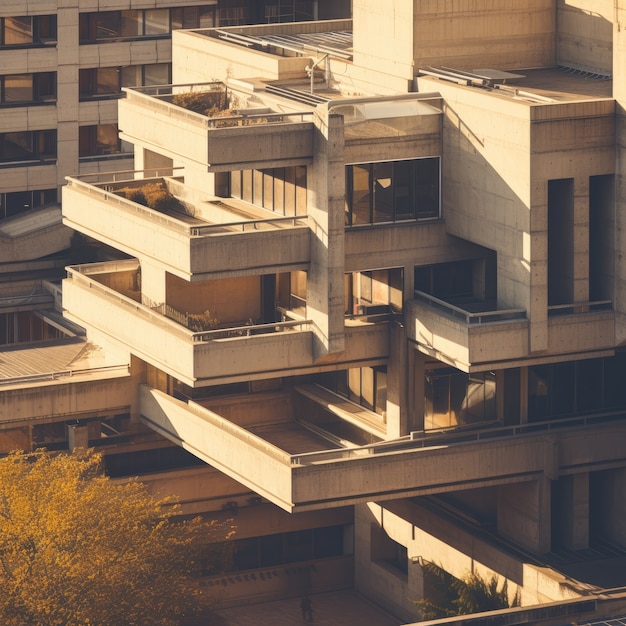 Free photo neo-brutalism inspired building