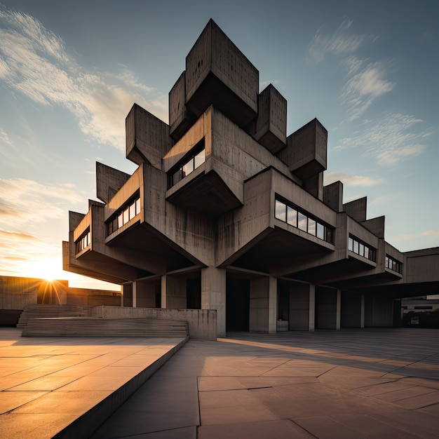 Free photo neo-brutalism inspired building