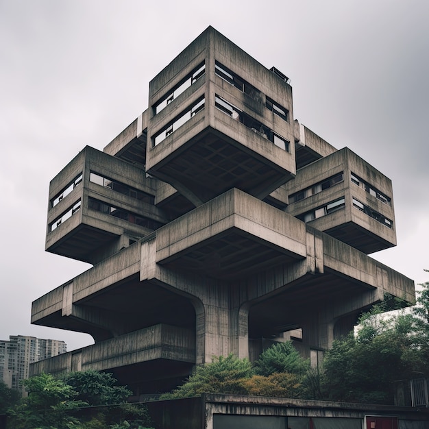 Free photo neo-brutalism inspired building