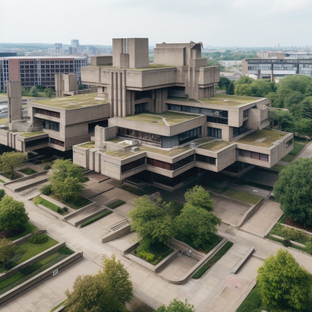 Free photo neo-brutalism inspired building