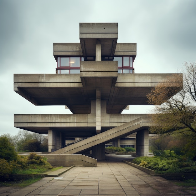 Free Photo neo-brutalism inspired building