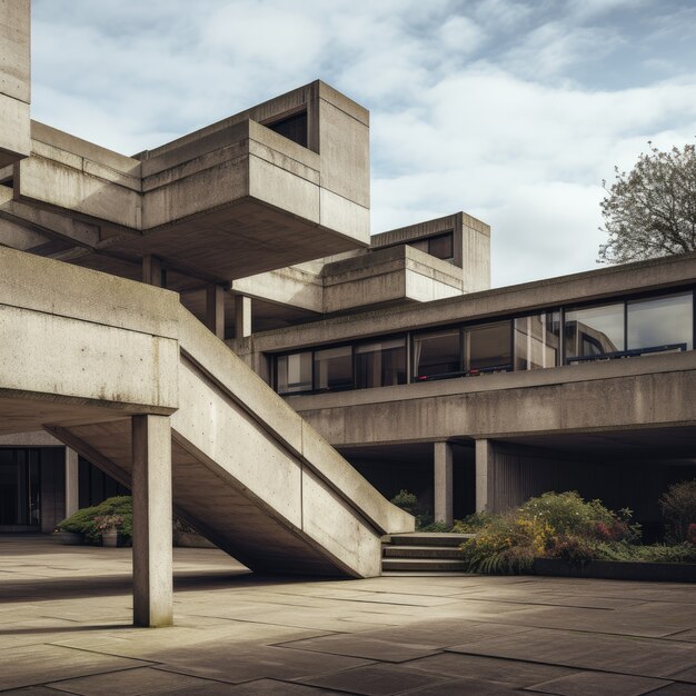 Free Photo neo-brutalism inspired building