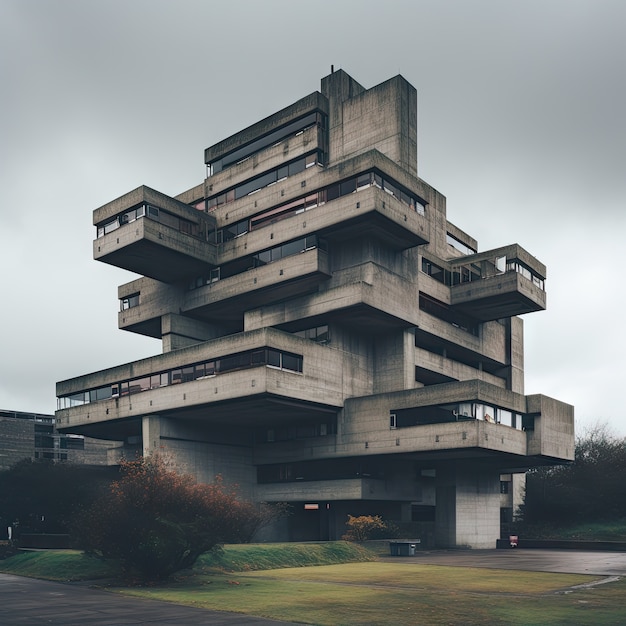 Free photo neo-brutalism inspired building