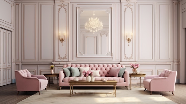 Free photo neoclassical style interior design with decor and furnishings