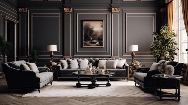 Free Photo neoclassical style interior design with decor and furnishings