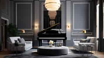 Free photo neoclassical style interior design with decor and furnishings