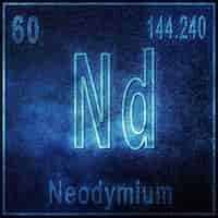 Free photo neodymium chemical element, sign with atomic number and atomic weight, periodic table element