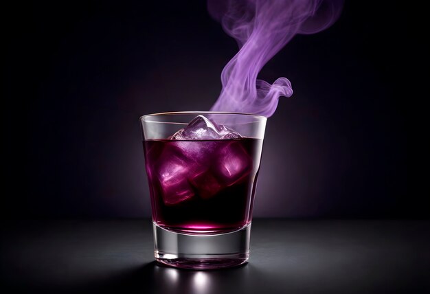 Neofuturistic style cocktail drink with smoke