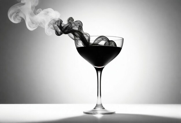 Neofuturistic style cocktail drink with smoke