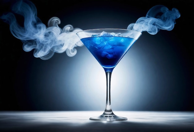 Neofuturistic style cocktail drink with smoke