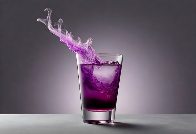 Neofuturistic style cocktail drink with smoke