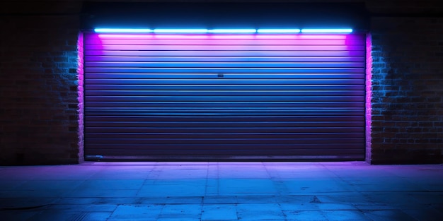 Free Photo neon lighting effects on a garage door