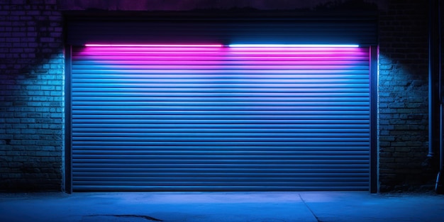 Free Photo neon lighting effects on a garage door