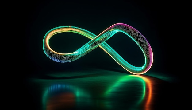 Free Photo neon lighting equipment creates abstract wave patterns in vibrant colors generated by ai