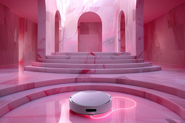 Free Photo neon robot vacuum cleaner