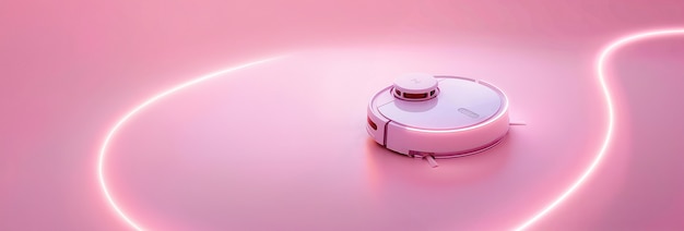 Free photo neon robot vacuum cleaner