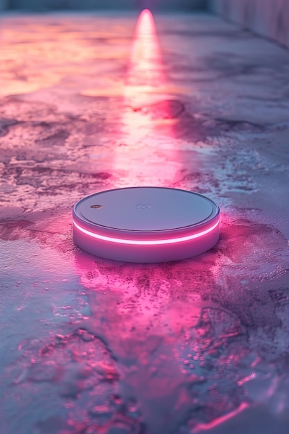 Free Photo neon robot vacuum cleaner