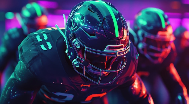 Free photo neon style  american football player