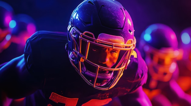 Neon style  american football player