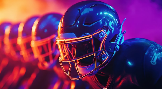 Free photo neon style  american football player