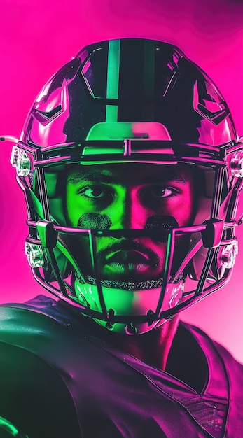 Free Photo neon style  american football player