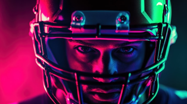 Free photo neon style  american football player