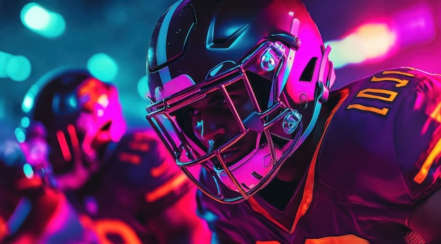 Neon style  american football player