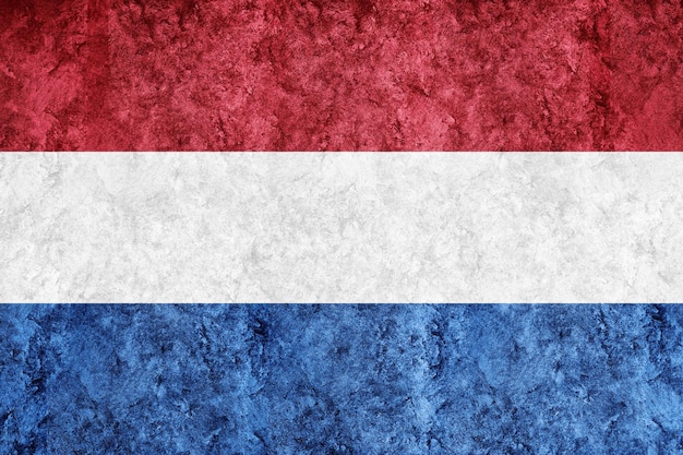 Netherlands Metallic flag, Textured flag, grunge flag