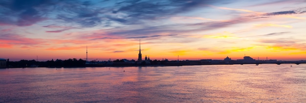 Neva river in dawn. Saint Petersburg