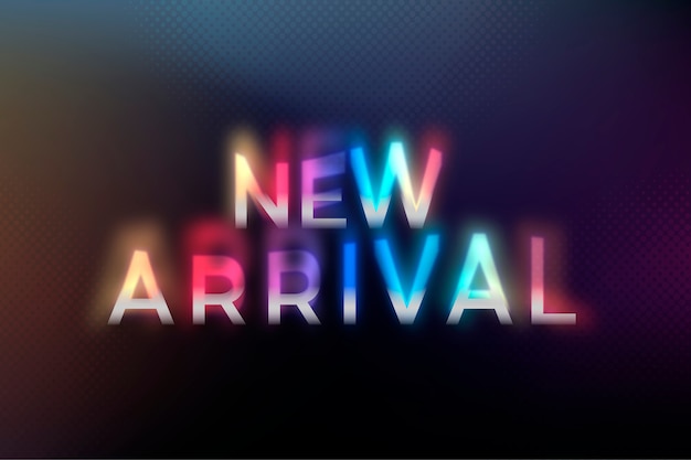 Free photo new arrival shopping word in colorful neon psychedelic font typography illustration