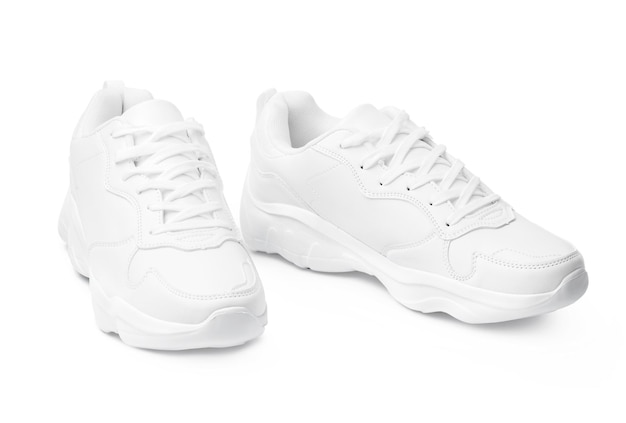 New pair of white sneakers isolated on white