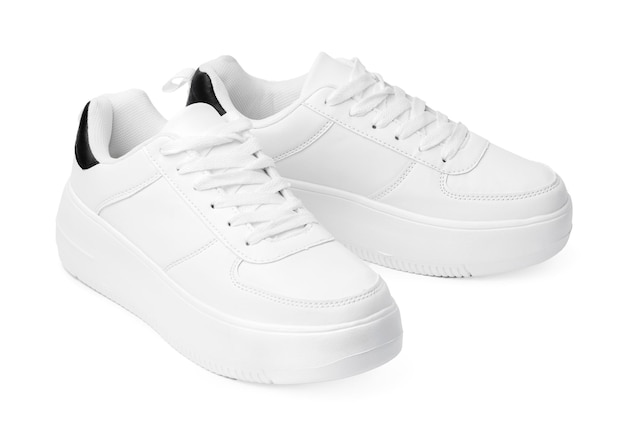 New pair of white sneakers isolated on white