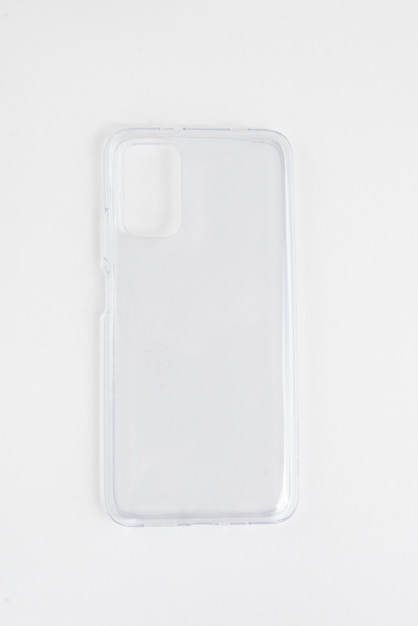 Free photo new transparent cellphone cover over isolated white background