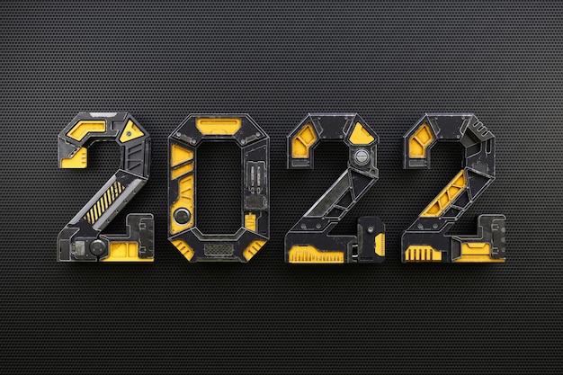 Free photo new year 2022 made from robot alphabet