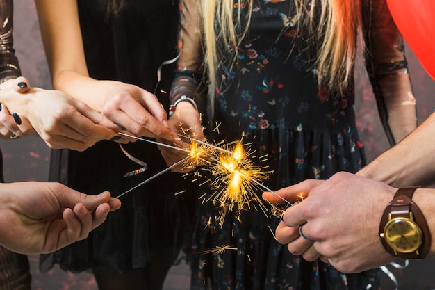 Free Photo new year party concept with sparklers