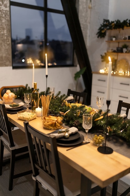 Free photo new year table decorated