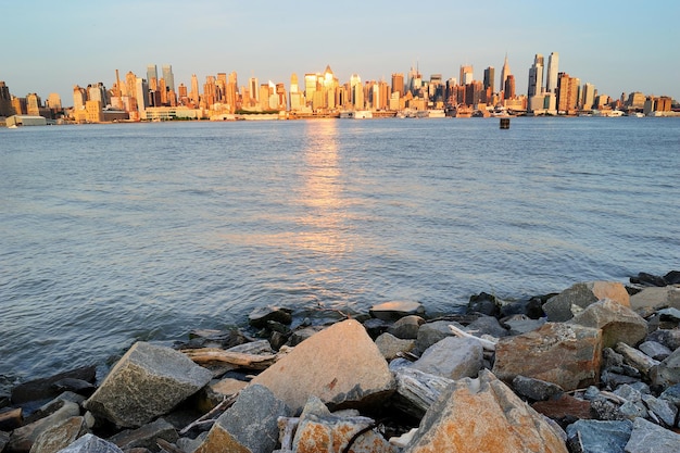 New York City Manhattan at Hudson River Shore