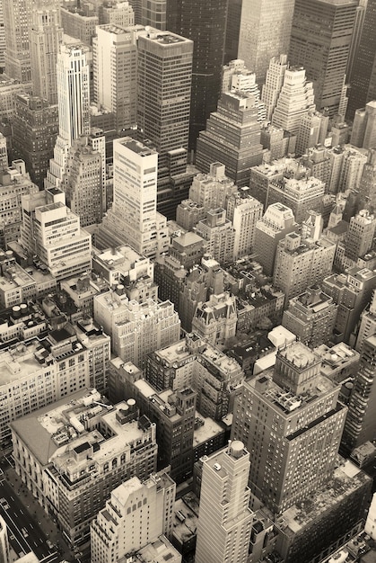 Free Photo new york city manhattan skyline aerial view black and white