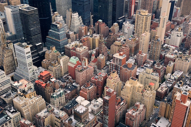 Free photo new york city manhattan street aerial view