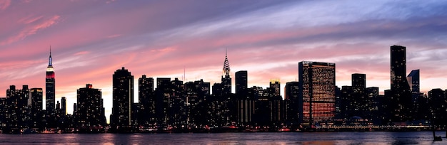 New York City Manhattan sunset panorama