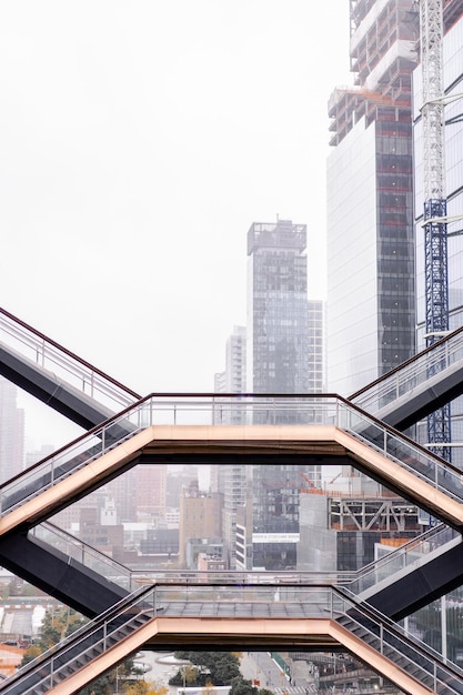 New York City, NY, USA - october 20, 2020: The Vessel,  the Hudson Yards Staircase (designed by architect Thomas Heatherwick) Midtown Manhattan West