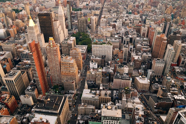 New York City skyline street aerial view